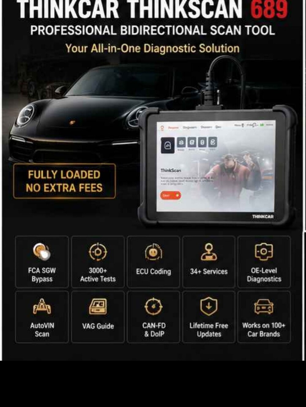 HOT DEAL! NEW THINKCAR THINKSCAN 689 Professional Bidirectional Diagnostic Scan
